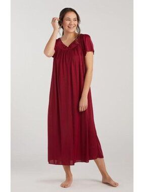 Miss Elaine Classics Nightgown Womens Small Dark Cherry Nylon Tricot Long NWT